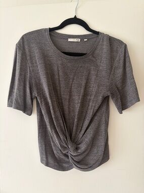 Wilfred Aritzia Heather Gray Front Knot Short Sleeve Tee